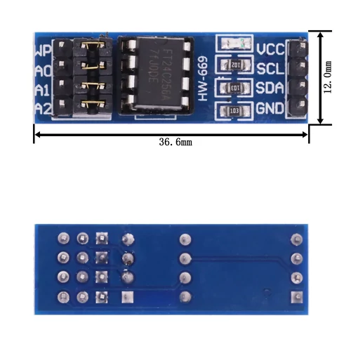 K24c256 Module Készleten - EEPROM memória modul 256kB, AT24C256, I2C - 450 Ft