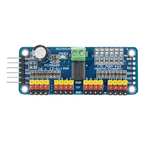 PCA9685 - 16 csatornás 12-bit PWM - Servo motor vezérlő - I2C