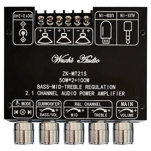 ZK-MT21S 2.1-es erősítő 2*50W+100W