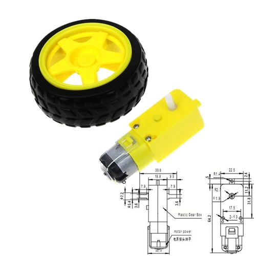TT hajtóműves dc motor + kerék/ 1 set, Arduino, robot car