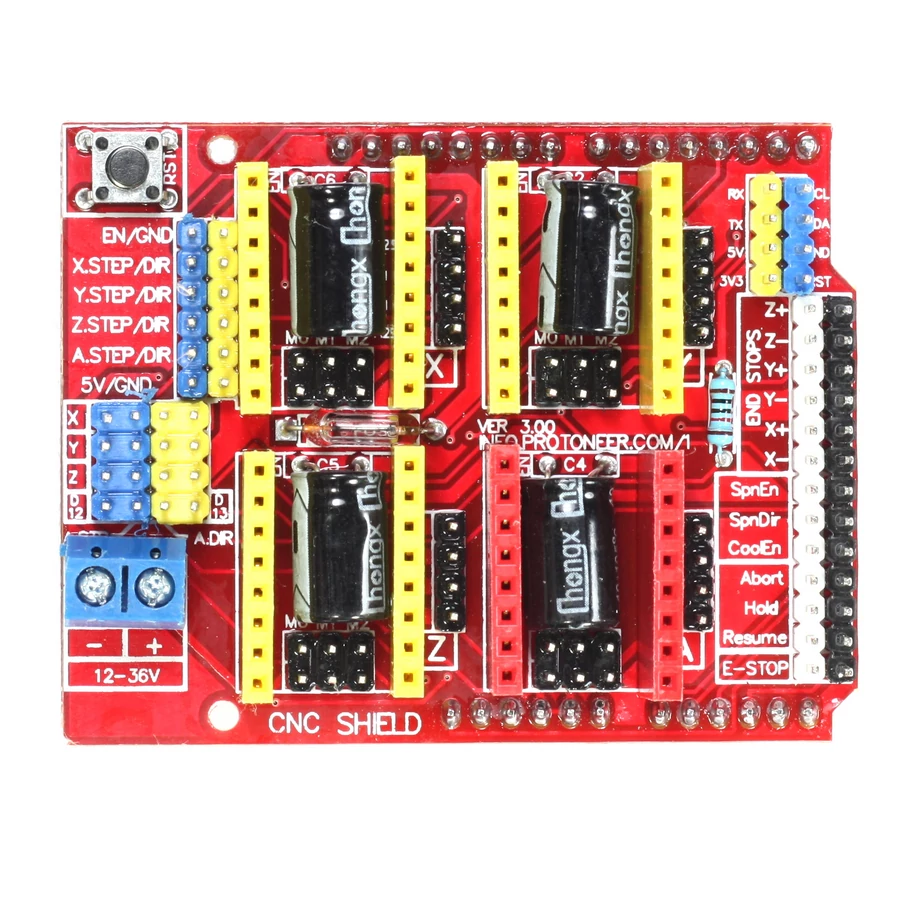 Arduino 3D nyomtató, CNC Shield V3.0, 4-tengelyes pajzs, GRBL vezérelt UNO vagy MEGA