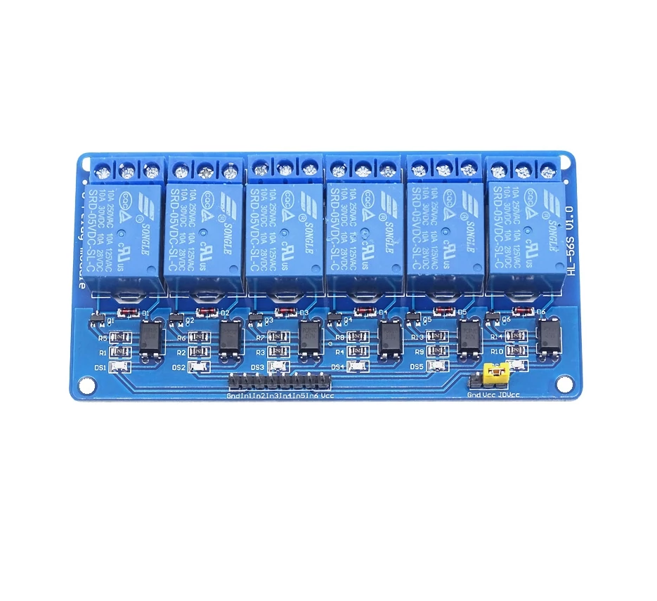 Relé modul 6 portos 5V/220V