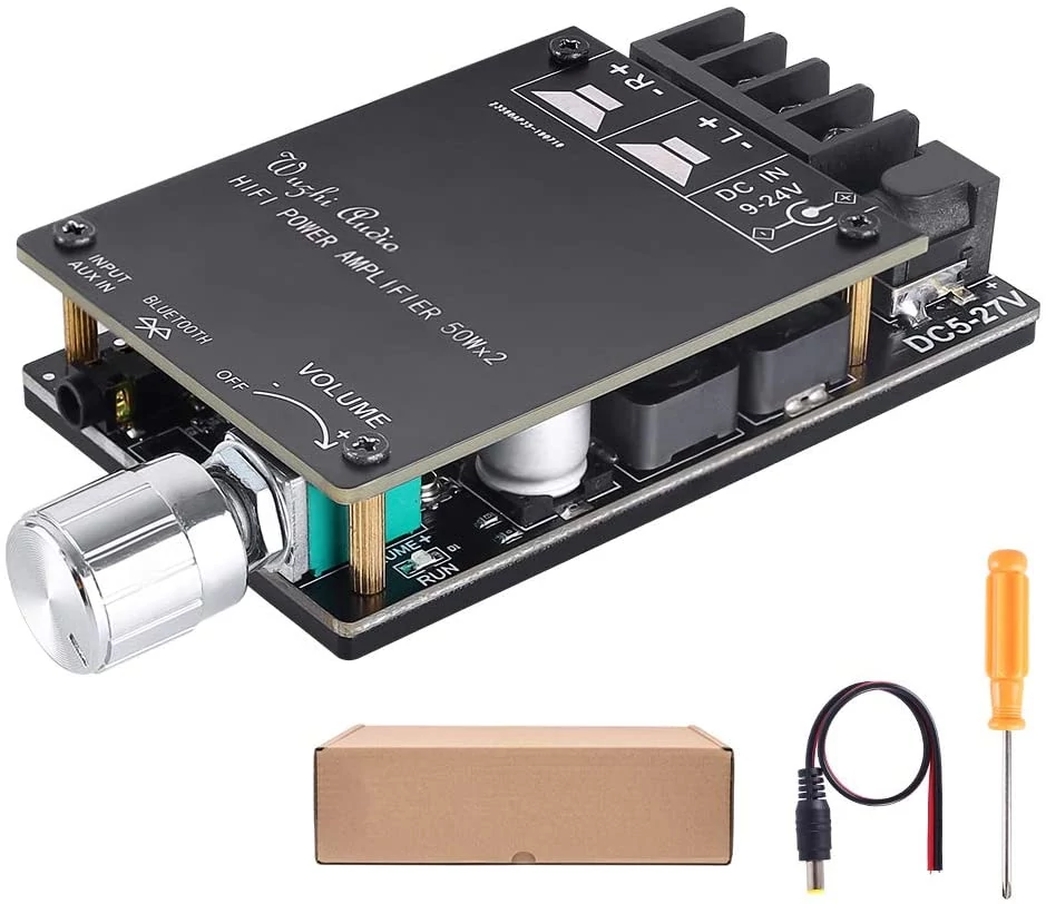 ZK-502C HiFi sztereó erősítő, Bluetooth 5.0, AUX, 2*50 W, 2-27 v