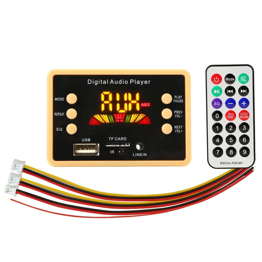 Színes kijelzős fejegység,  BT5.0 MP3 12 Volt, autóba, hangfalba, boombox-ba