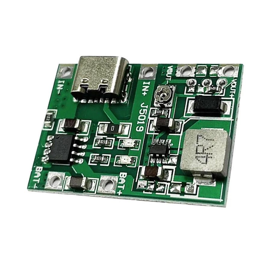 18650 Li-ion akku töltő modul + step up boost + usb-C