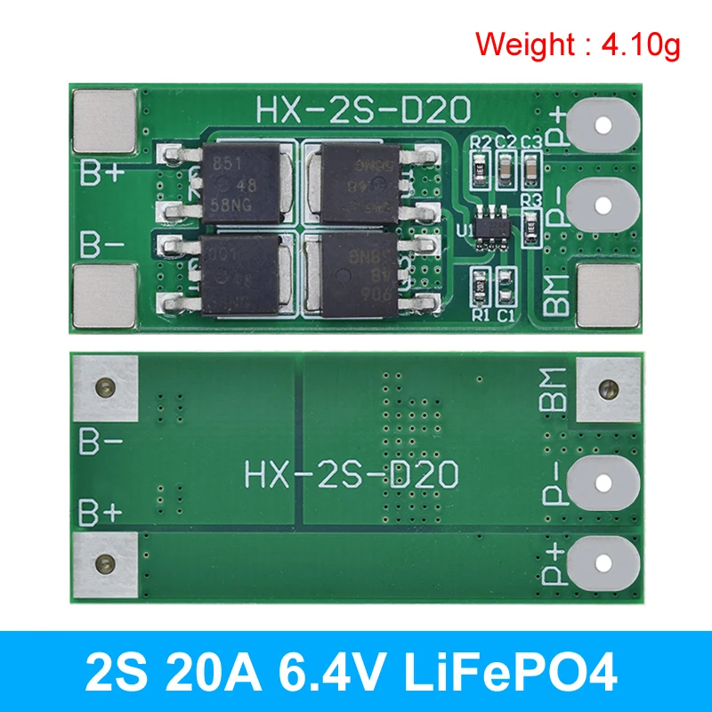 2S20A BMS modul, NEM balanszos, LIFePo4 (3,2V) 3,6V