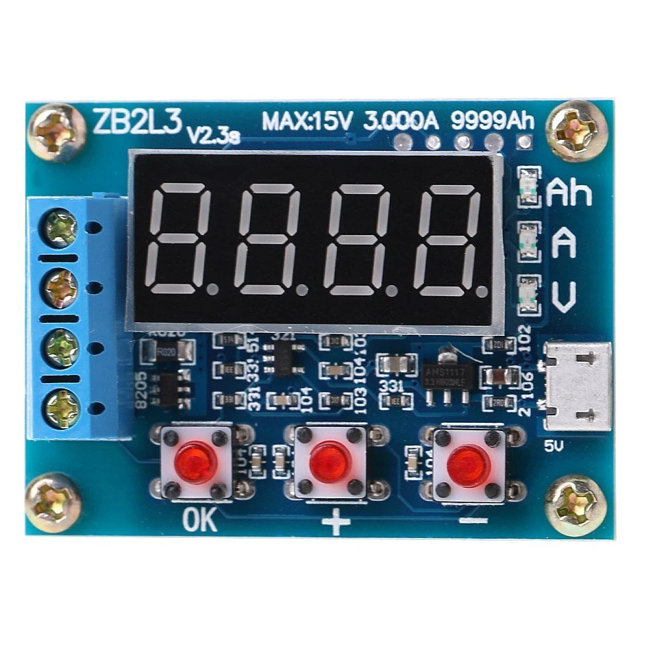 ZB2L3 Akkumulátor kapacitásmérő modul li-ion és ólom akkuhoz