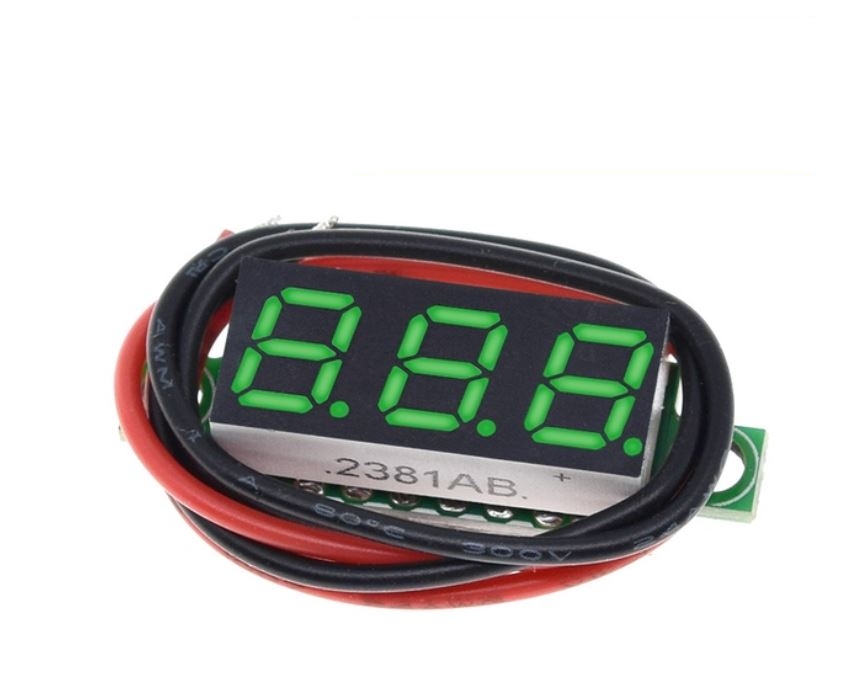 Feszültség mérő, 2 vezetékes, 5-30 volt, zöld/0,28
