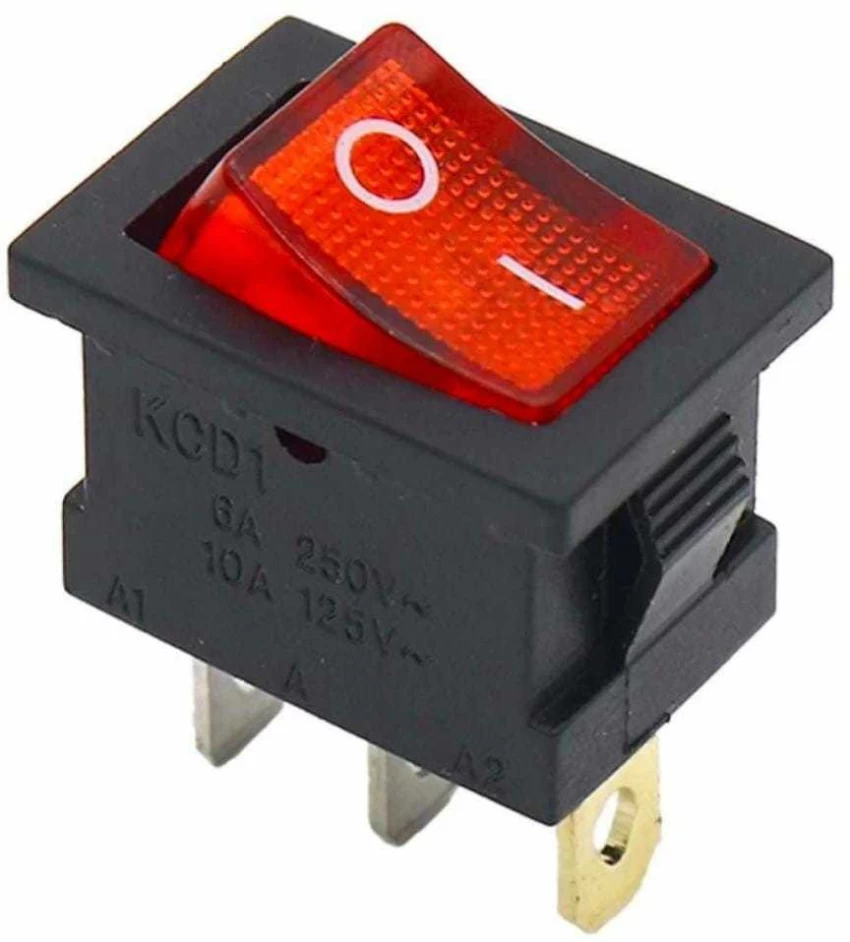 Billenő kapcsoló 6A/250V/3 láb piros világítós  (21*15 mm külső)