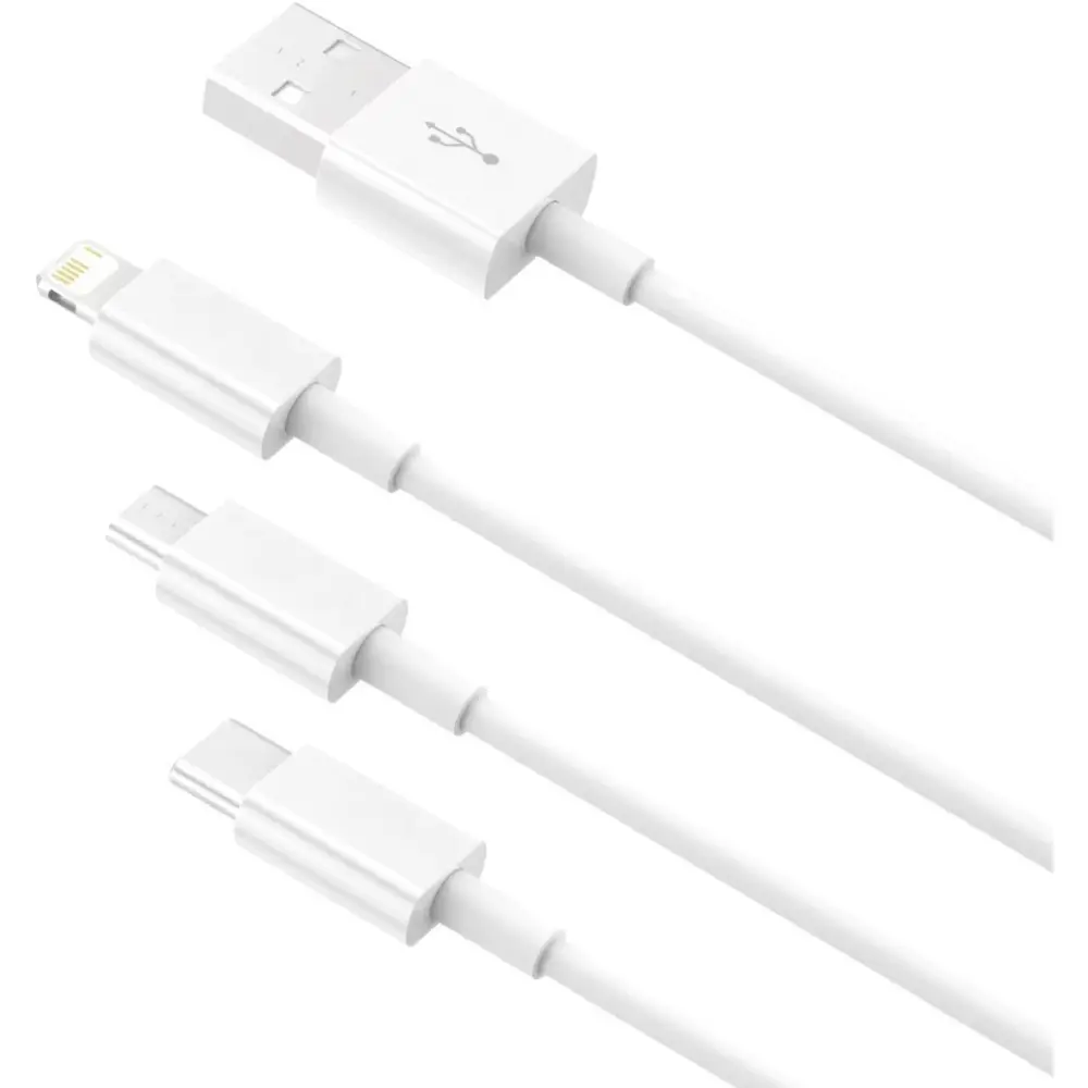 USB-kábel 3 az 1-ben SX - 21, micro, Type-C, Lightning - USB-B , 3A, 1,2 m, fehér