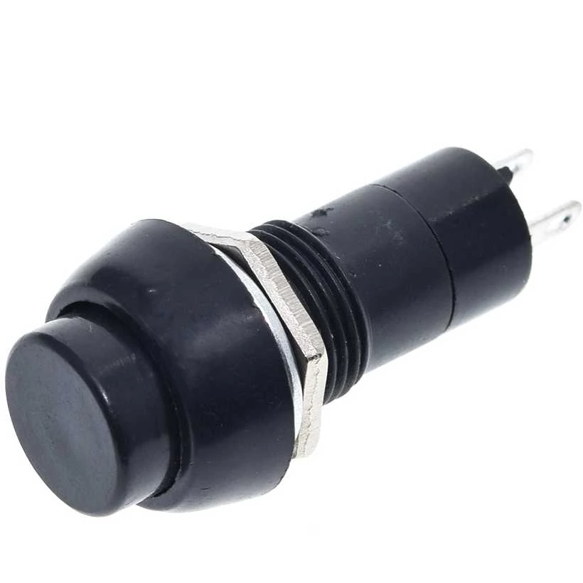 Nyomógomb beépíthető – Fekete, 150V, 3A