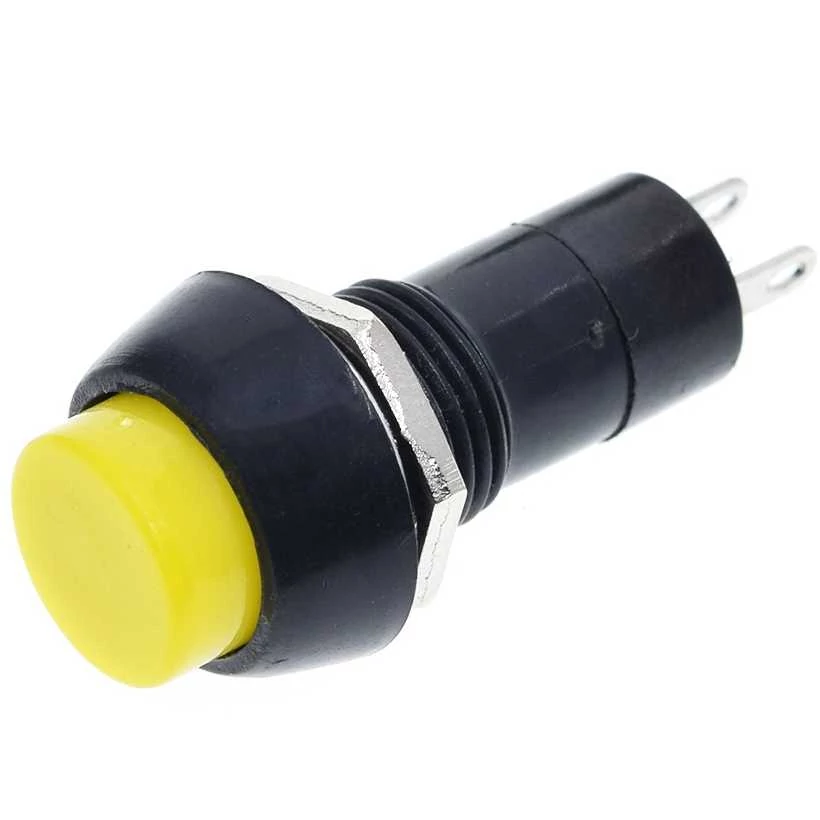 Nyomógomb beépíthető – Sárga, 150V, 3A