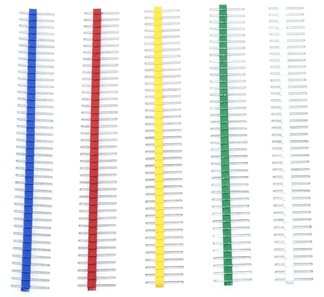 Színes tüskesor 40 pin 5 db 5 Szín egyenes  2,54 mm tördelhető