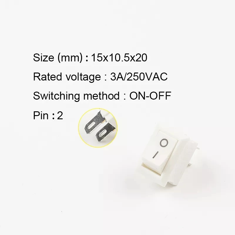 Billenő kapcsoló 3A/250V/2 láb-fehér (11*6 mm)