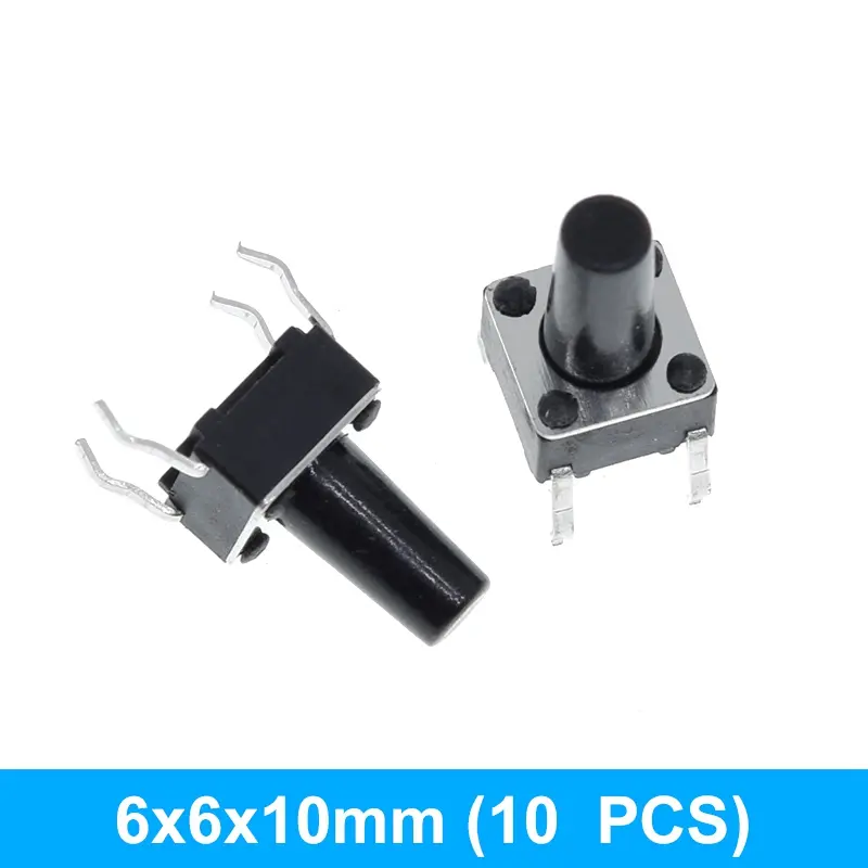 Tactile nyomógomb 6*6*10 mm 4 lábú - 10 db.